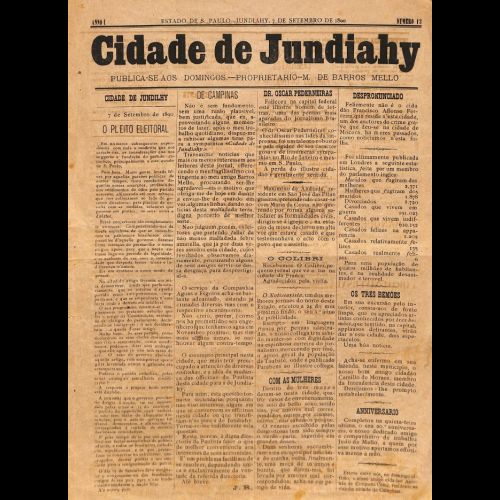 Cidade de Jundiahy - Ano I; Número 13 - 07 de Setembro 1890.