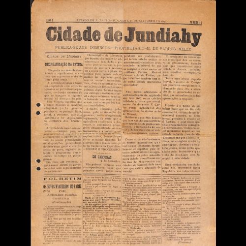 Cidade de Jundiahy - Ano I; Número 15 - 21 de Setembro de 1890.