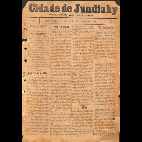 Cidade de Jundiahy - Ano I; Número 1 - 15 de Junho de 1890. 