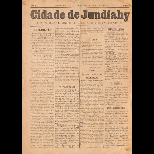 Cidade de Jundiahy - Ano I; Número 6 - 19 de julho de 1890.