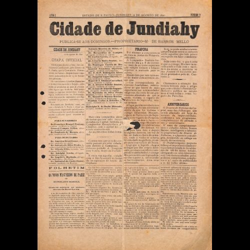Cidade de Jundiahy - Ano I; Número 9 - 12 de Agosto de 1890. 