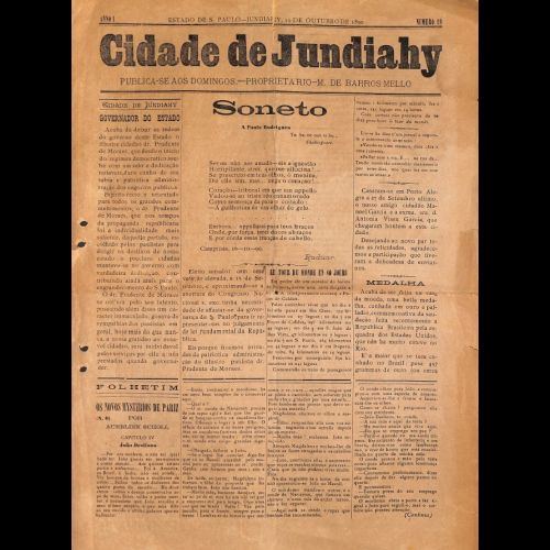 Cidade de Jundiahy - Ano I; Número 19 - 19 de outubro de 1890.