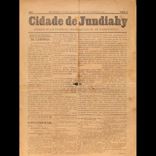 Cidade de Jundiahy - Ano I; Número 22 - 09 de Novembro de 1890. 