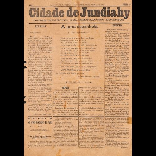 Cidade de Jundiahy - Ano I; Número 50 - 12 de Abril de 1891. 