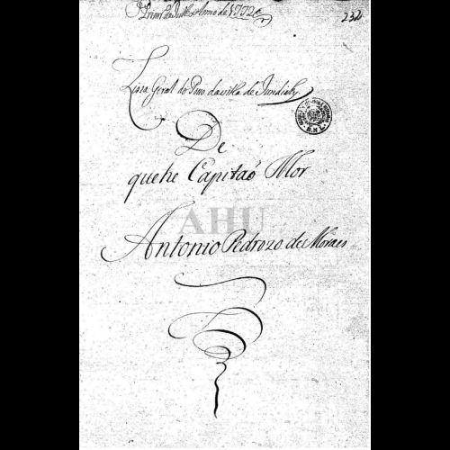 Primeiro de Julho Anno de 1772 - Lista Geral do Povo da Villa de Jundiahy de que he capitaõ mor Antonio Pedrozo de Moraes