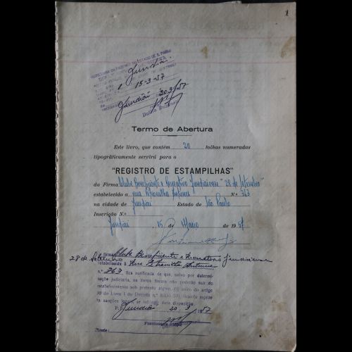 Livro de Balanços Contábeis do Clube Beneficente Cultural e Recreativo Jundiaiense 28 de Setembro -  Março de 1957. 