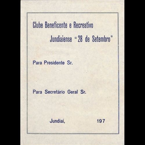 Cédulas eleitoral do Clube Beneficente Cultural e Recreativo Jundiaiense 28 de Setembro.