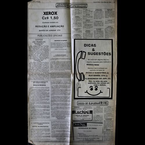 Fólio do Jornal de Jundiaí - 13 de maio de 1987. 