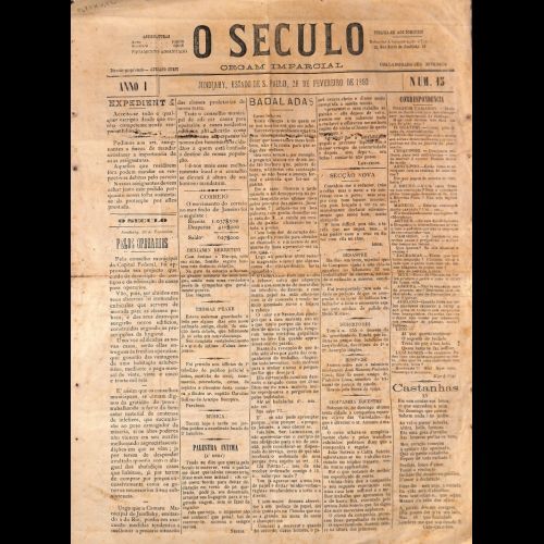  O Seculo - Ano I; Número 15 - 26 de Fevereiro de 1893.