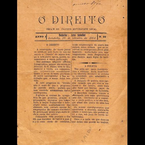 O Direito - Ano I; Número 32 - 29 de Setembro de 1904.