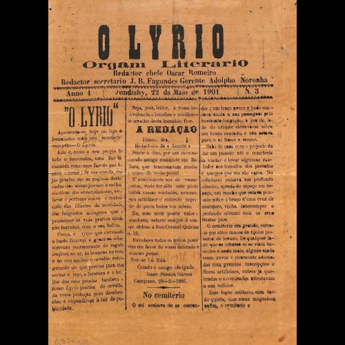 O Lyrio - Ano I; Número 03 - 22 de Maio de 1901.