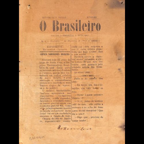 O Brasileiro - Ano I; Número 1 - Dezembro de 1905.