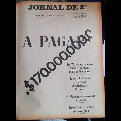 Jornal de 2ª - Ano I; Número 6 - 11 a 17 de Agosto de 1975.