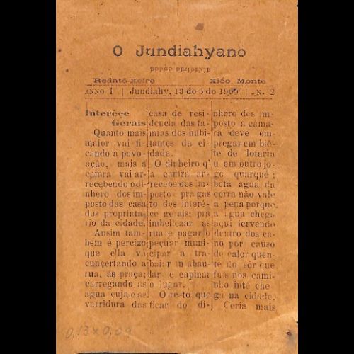 O Jundiahyano - Ano I; Número 02 - 13 de Abril de 1900.