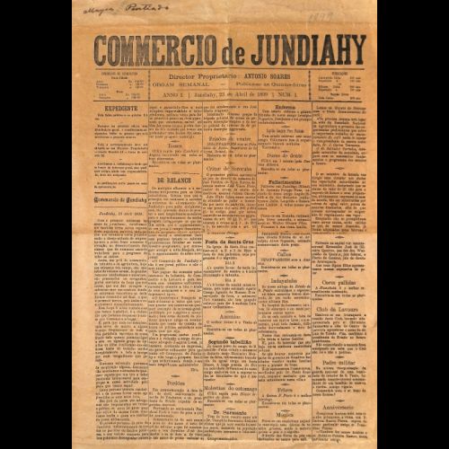 Commercio de Jundiahy - Ano I; Número 1 - 23 de Abril de  1899.