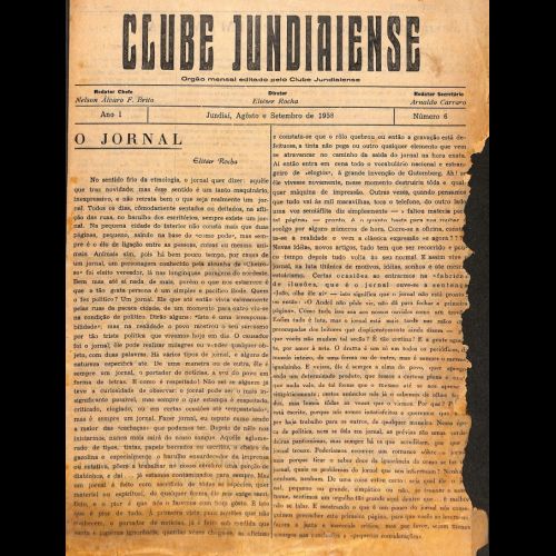 Jornal Clube Jundiaiense - Ano I; Número 6 - Agosto e Setembro de 1958.