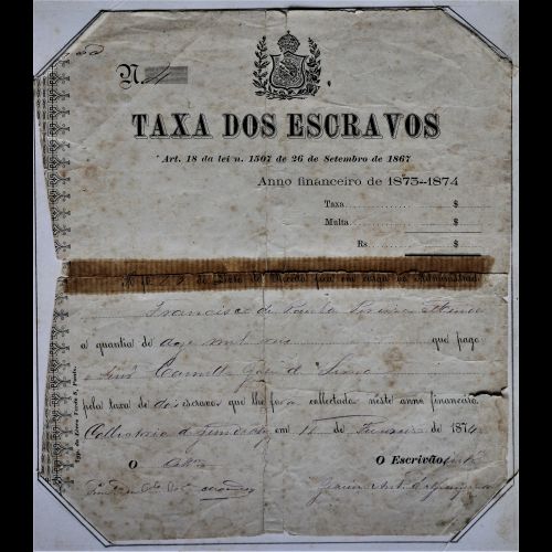 Taxa de Impostos sobre transações envolvendo Pessoas Escravizadas - 1876.