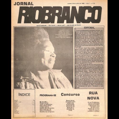 Jornal Rio Branco - Ano I; Número 2 - 06 de julho de 1986.