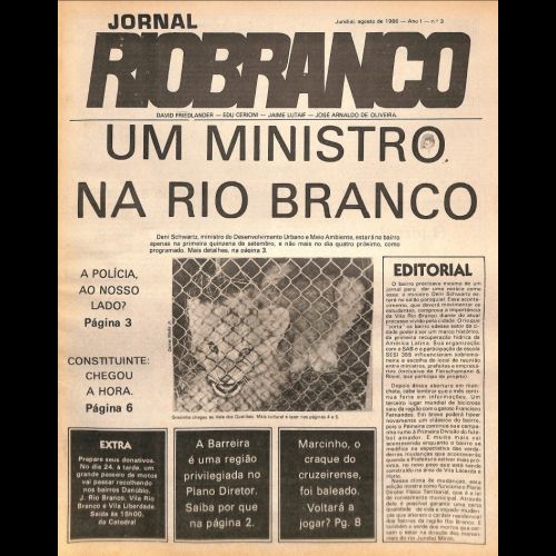 Jornal Rio Branco - Ano I; Número 3 - Agosto de 1986. 