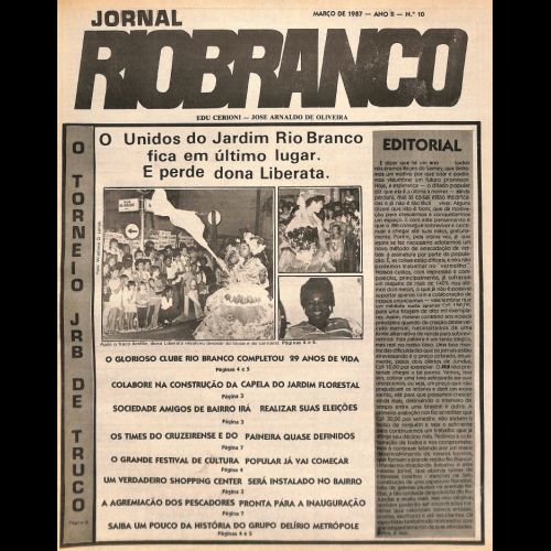 Jornal Rio Branco - Ano II; Número 10 - Março de 1987.