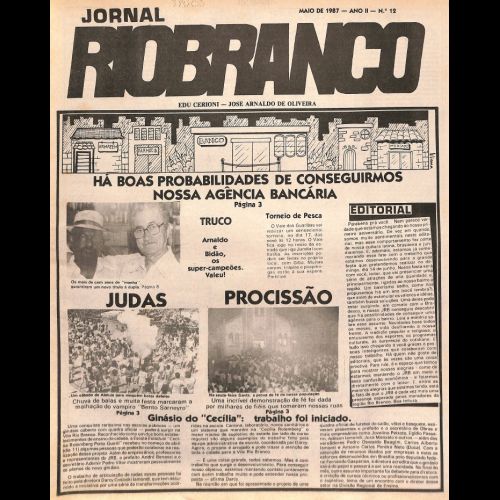 Jornal Rio Branco - Ano II; Número 12 - Maio de 1987.