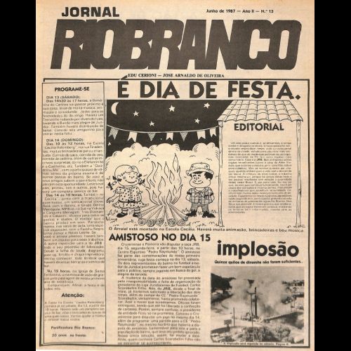 Jornal Rio Branco - Ano II; Número 13 - Junho de 1987.
