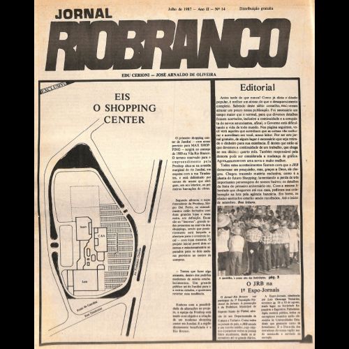 Jornal Rio Branco - Ano II; Número 14 - Julho de 1987.