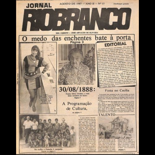Jornal Rio Branco - Ano II; Número 15 - Agosto de 1987.