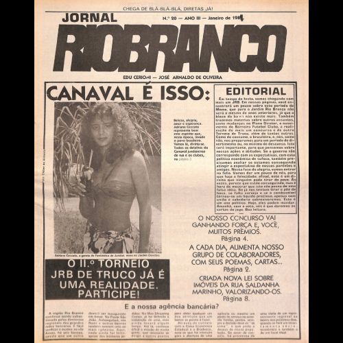 Jornal Rio Branco - Ano III; Número 20 - Janeiro de 1988.