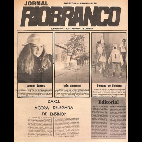 Jornal Rio Branco - Ano III; Número 26  - Agosto de 1988.